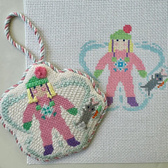 SLS Needlepoint Snow Angel Girl with Bunny Needlepoint Canvas