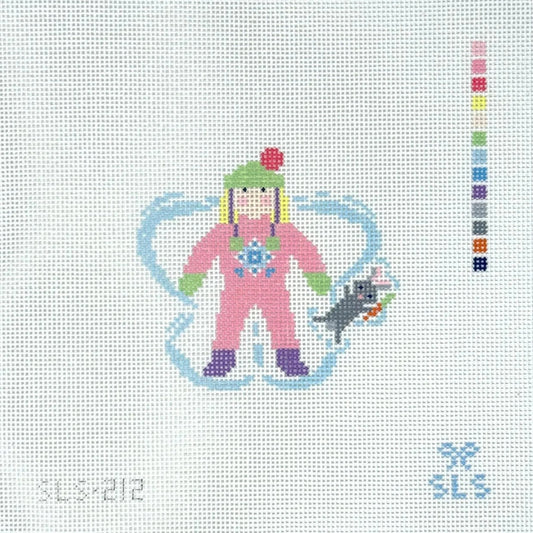 SLS Needlepoint Snow Angel Girl with Bunny Needlepoint Canvas