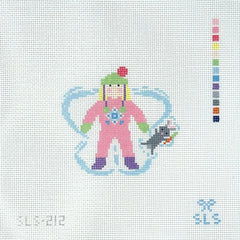 SLS Needlepoint Snow Angel Girl with Bunny Needlepoint Canvas