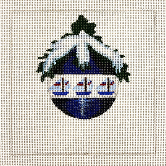 Associated Talents Sailboat Bauble Ornament Needlepoint Canvas