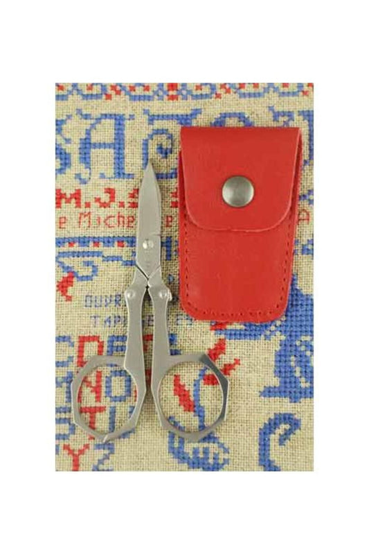 Sajou Folding Scissors - Red Leather Case