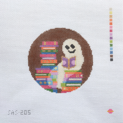 Saturnalia Stitching Reading Ghostie Needlepoint Canvas