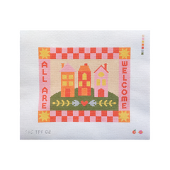 Saturnalia Stitching The Peach Fuzz All Are Welcome Needlepoint Canvas