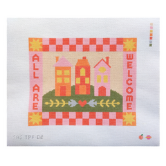 Saturnalia Stitching The Peach Fuzz All Are Welcome Needlepoint Canvas