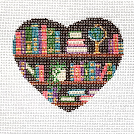 Saturnalia Stitching Bookish Heart Needlepoint Canvas