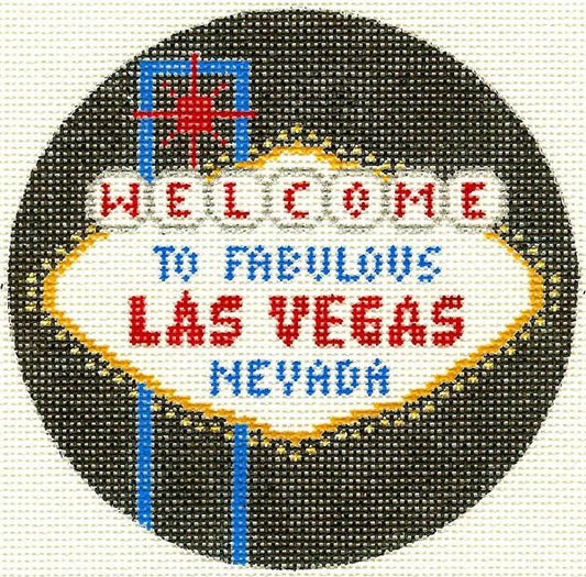 Silver Needle Las Vegas Travel Round Needlepoint Canvas
