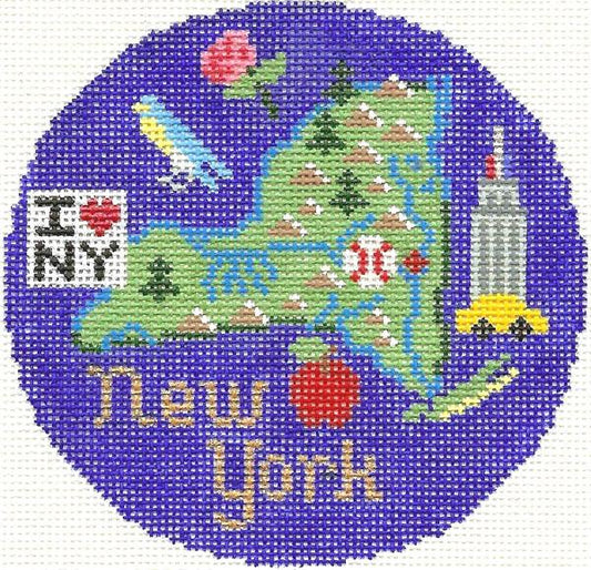Silver Needle New York State Ornament Needlepoint Canvas
