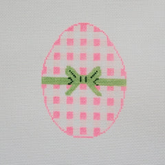 Silver Stitch Needlepoint Gingham Egg Needlepoint Canvas - Pink