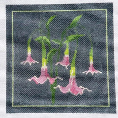 Spellbound Stitchery Dark Floral Angel's Trumpet Needlepoint Canvas