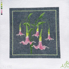 Spellbound Stitchery Dark Floral Angel's Trumpet Needlepoint Canvas