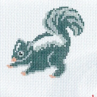 Spellbound Stitchery Baby Skunk Needlepoint Canvas - Stitch Painted