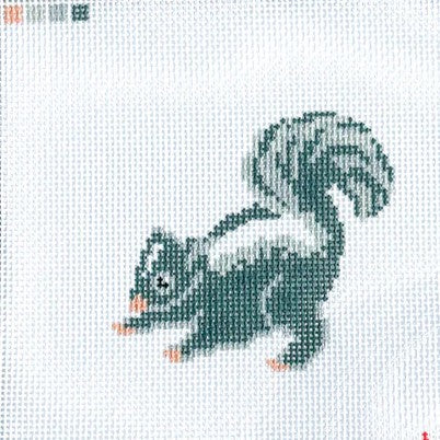 Spellbound Stitchery Baby Skunk Needlepoint Canvas - Stitch Painted
