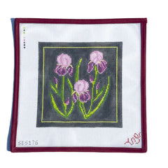 Spellbound Stitchery Dark Floral Iris Needlepoint Canvas