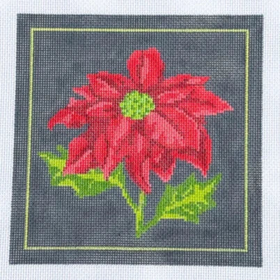 Spellbound Stitchery Dark Floral Poinsetta Needlepoint Canvas