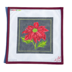 Spellbound Stitchery Dark Floral Poinsetta Needlepoint Canvas