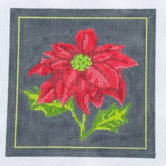 Spellbound Stitchery Dark Floral Poinsetta Needlepoint Canvas
