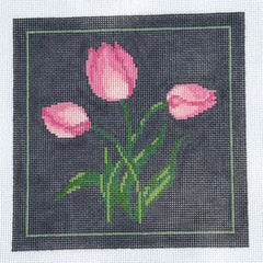 Spellbound Stitchery Dark Floral Tulip Needlepoint Canvas