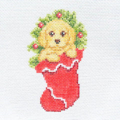 Spellbound Stitchery Golden Lab Puppy In Stocking Needlepoint Canvas