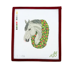 Spellbound Stitchery Gray Christmas Horse Needlepoint Canvas