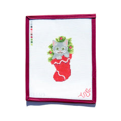 Spellbound Stitchery Gray Kitten Stocking Needlepoint Canvas
