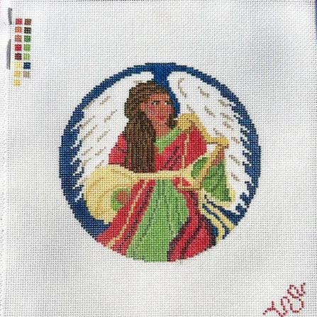 Spellbound Stitchery Kat Clayton Black Christmas Angel Needlepoint Canvas