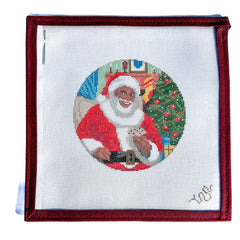 Spellbound Stitchery Kat Clayton Black Christmas Santa Needlepoint Canvas