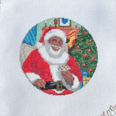 Spellbound Stitchery Kat Clayton Black Christmas Santa Needlepoint Canvas