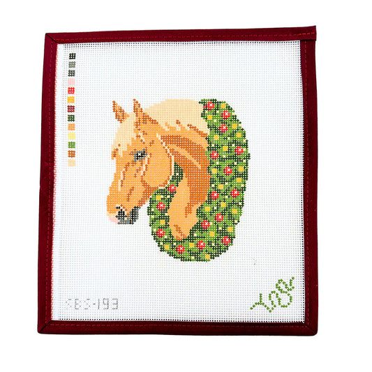 Spellbound Stitchery Palomino Christmas Horse Needlepoint Canvas