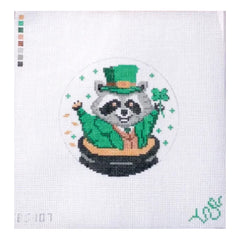 Spellbound Stitchery St. Patrick's Raccoon Needlepoint Canvas
