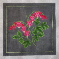 Spellbound Stitchery Dark Floral Bleeding Heart Needlepoint Canvas