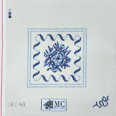 Spellbound Stitchery Camelia Blue Needlepoint Canvas