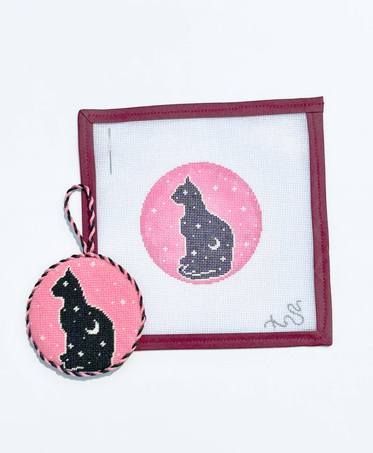 Spellbound Stitchery Celestial Black Cat Needlepoint Canvas