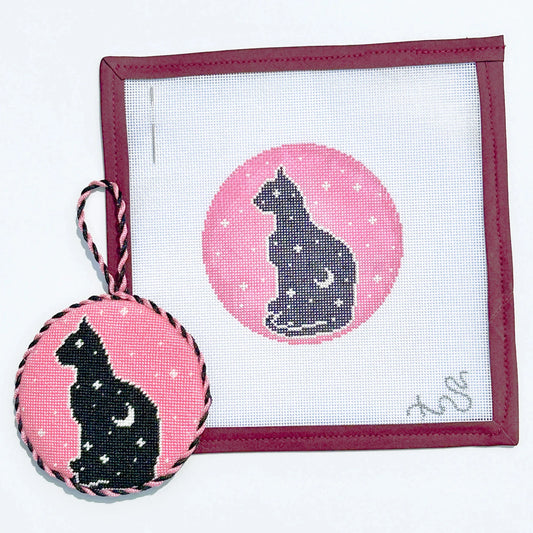 Spellbound Stitchery Celestial Black Cat Needlepoint Canvas