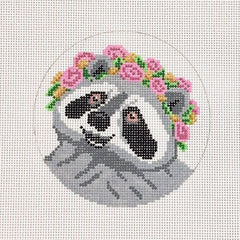 Spellbound Stitchery Flower Crown Raccoon Needlepoint Canvas
