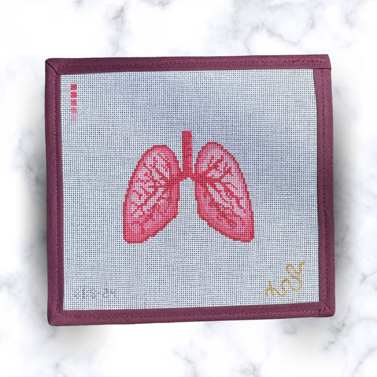 Spellbound Stitchery Anatomical Lungs Needlepoint Canvas