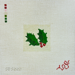 Spellbound Stitchery Mini Holly Needlepoint Canvas