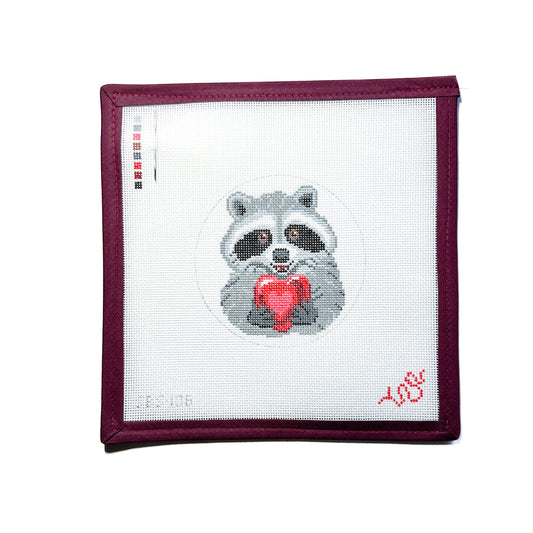 Spellbound Stitchery Valentine's Raccoon Needlepoint Canvas