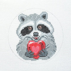 Spellbound Stitchery Valentine's Raccoon Needlepoint Canvas