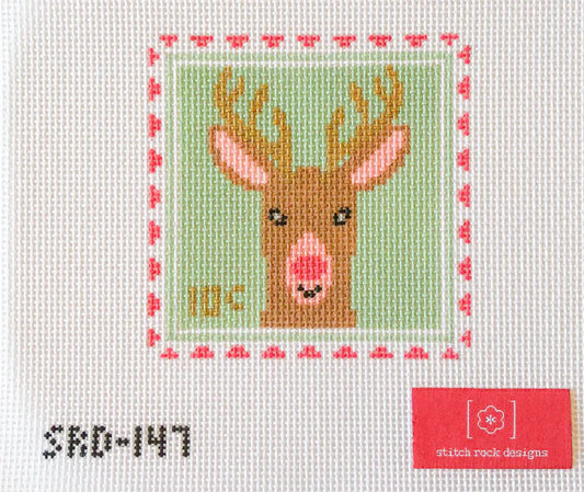 Stitch Rock Designs Reindeer Stamp Needlepoint Canvas