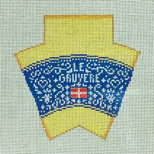 Stitch Style Alli Eagan Designs 3D Wedge of Gruyere Cheese Needlepoint Canvas