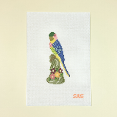 Stitching with Stacey Blue Bird Needlepoint Canvas
