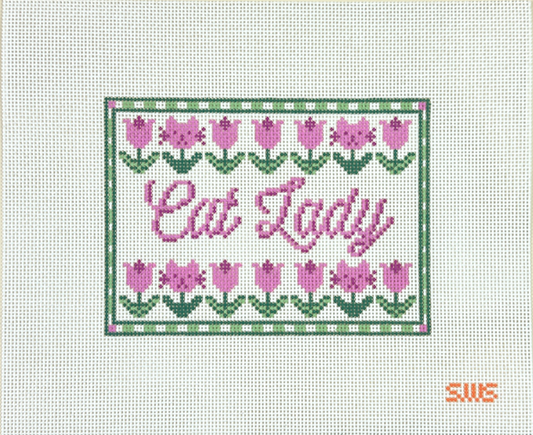 Stitching with Stacey Cat Lady Needlepoint Canvas