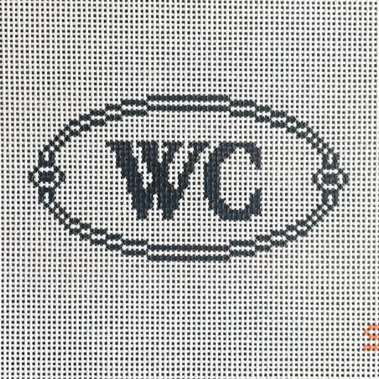 Stitching with Stacey Water Closet WC Sign Oval Needlepoint Canvas