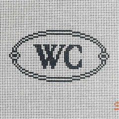 Stitching with Stacey Water Closet WC Sign Oval Needlepoint Canvas
