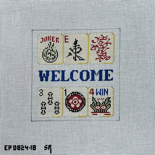 Susan Roberts Needlepoint Mahjong Welcome Needlepoint Canvas - 18M