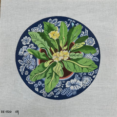 Susan Roberts Needlepoint Barbara Eyre Primrose on Blue Plate Needlepoint Canvas