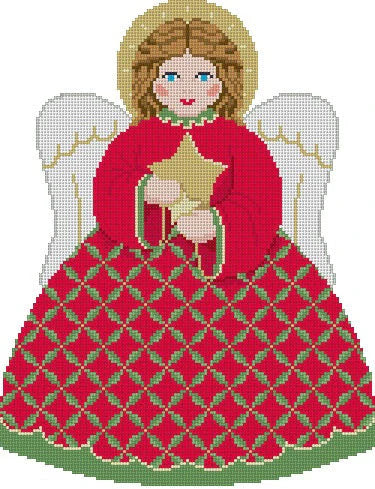 Susan Roberts Needlepoint Red Star Angel Needlepoint Canvas - Two Sided Set