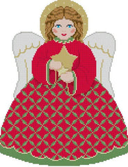 Susan Roberts Needlepoint Red Star Angel Needlepoint Canvas - Two Sided Set