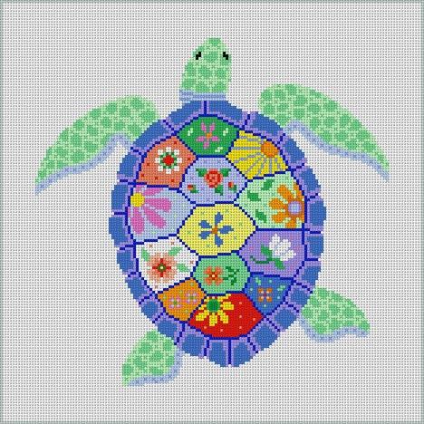 Susan Roberts Needlepoint Turtle Garden Needlepoint Canvas - 13M
