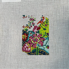 The Gingham Stitchery Kate Woodward Tobacco Leaf Luggage Tag Needlepoint Canvas